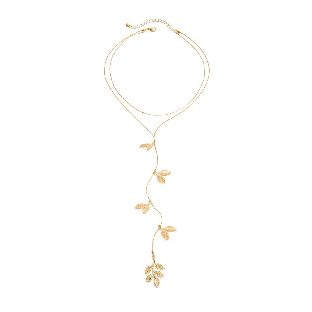 Ingemark Simple Sexy Leaf Long Tassel Pendant Choker Necklace for Women Fashion Statement Y Shape Chest Chain Party Jewelry Gift