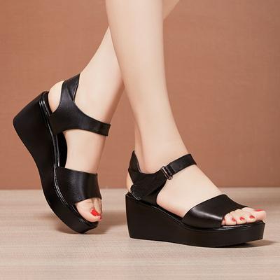 Mid-heeled Slope with Sandals Female Summer Muffin Thick Bottom Fashion Sandals Female