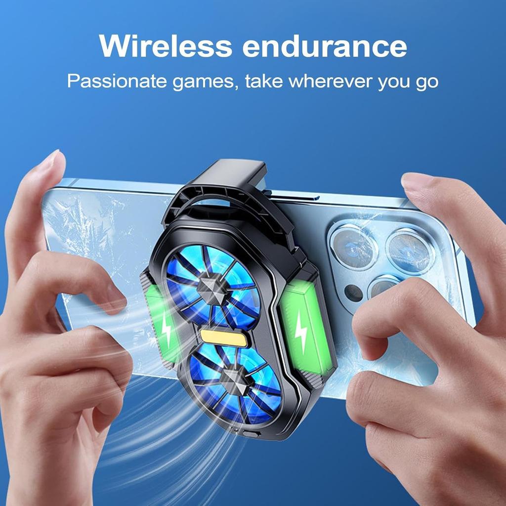 FS01 Dual Fan Rechargeable Mobile Phone Cooler Radiator Long Lasting Stronger Cooling Air Cooling Clip Design with Game Button