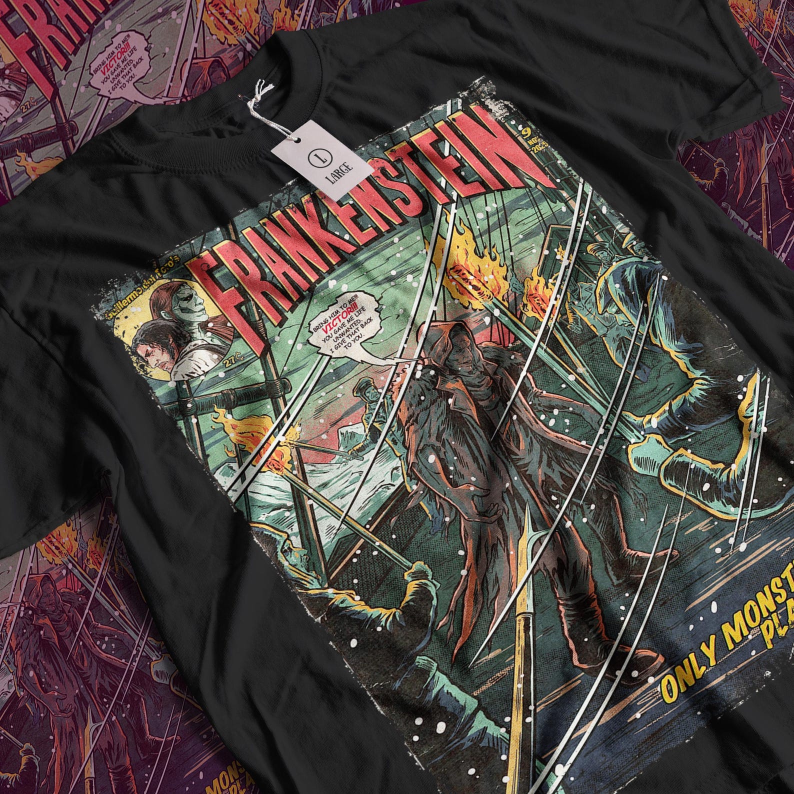 Guillermo Del Toro s Frankenstein T-Shirt: Vintage Horror Movie Graphic Tee 3XL