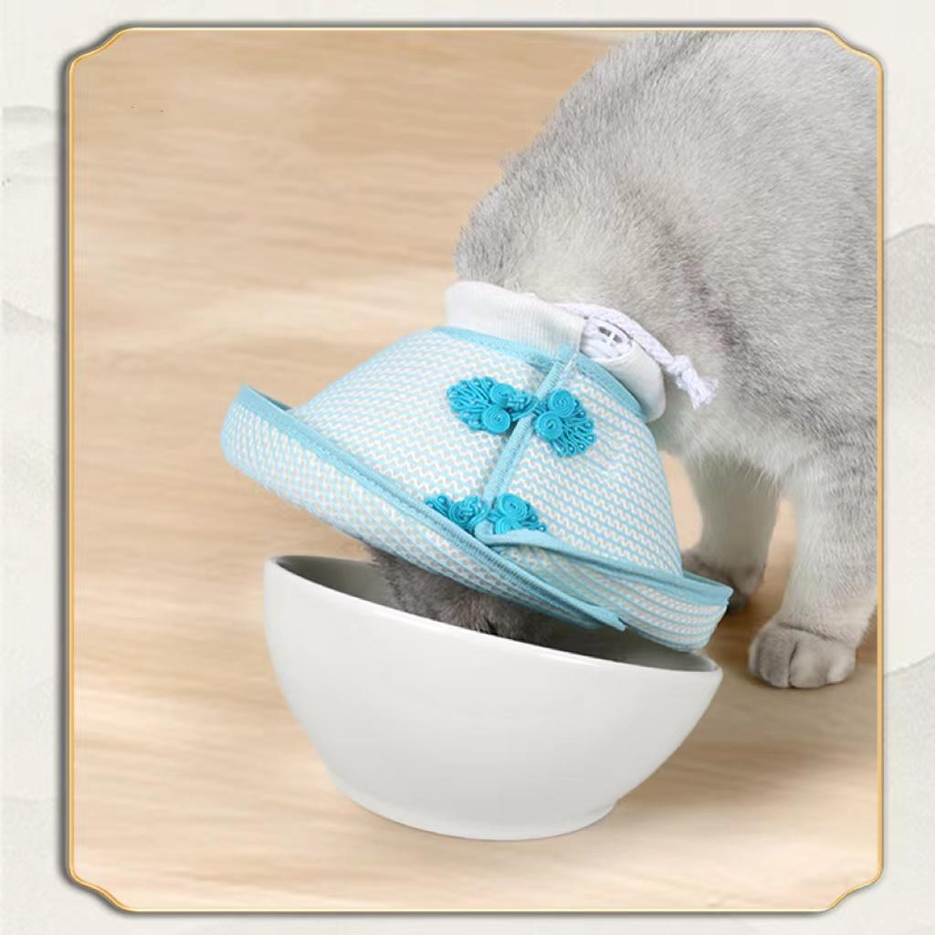 Soft Fabric Pet Cone Collar Chinese Traditional Style Comfortable Adjustable Surgery Protection for Cat Dog Breathable Sponge
