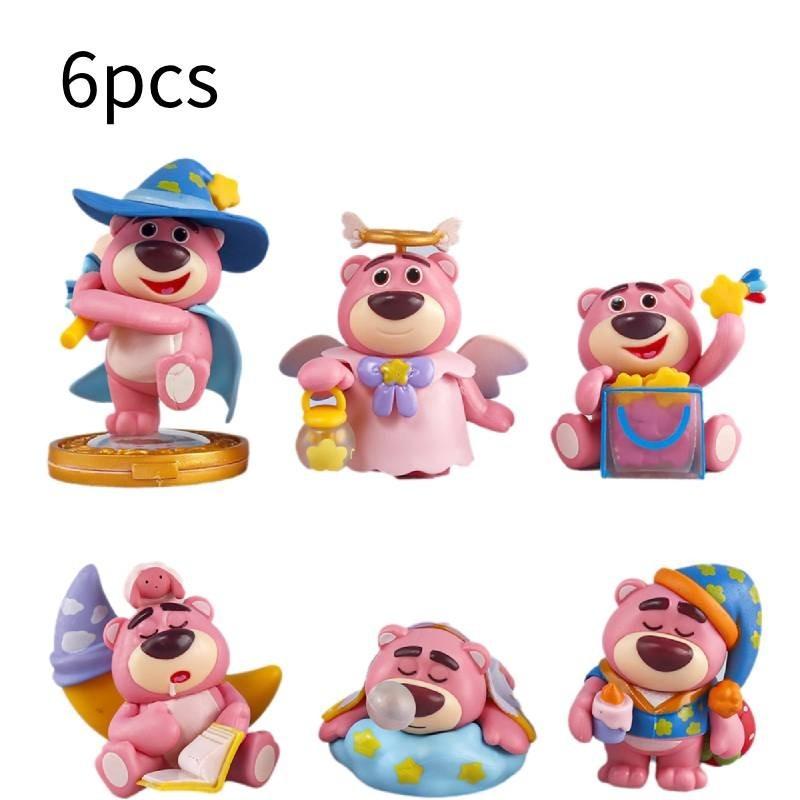 Adorable Strawberry Bear Figurine Set Cute Sleeping Bear Pvc Collectible Toy