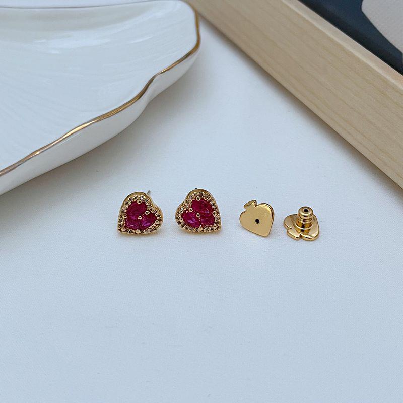 2024 Summer Trendy Elegant Heart Zircon Stud Earrings for Women