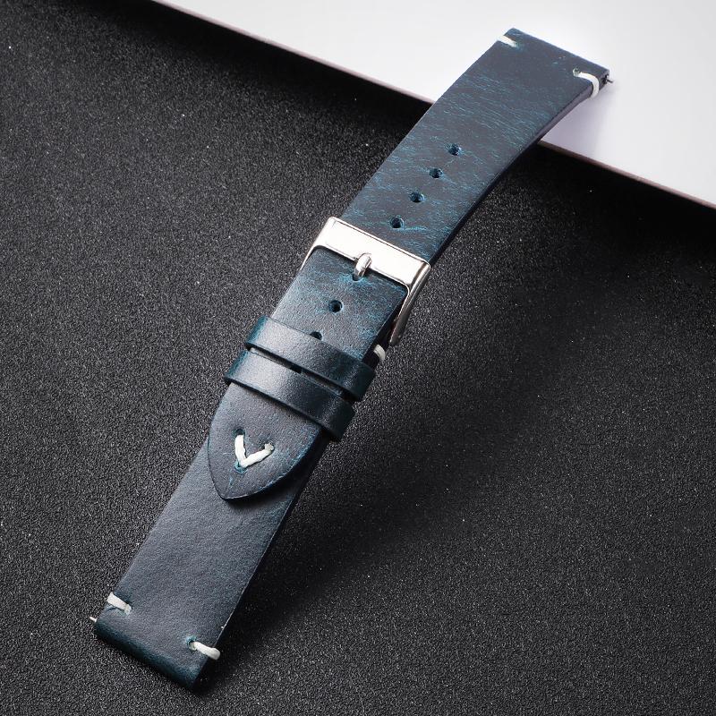 18mm 20mm 22mm Vintage Retro Oil Wax Leather Universal Watchband Wristband Stitching Cowhide Strap Business for Seiko Watch Band