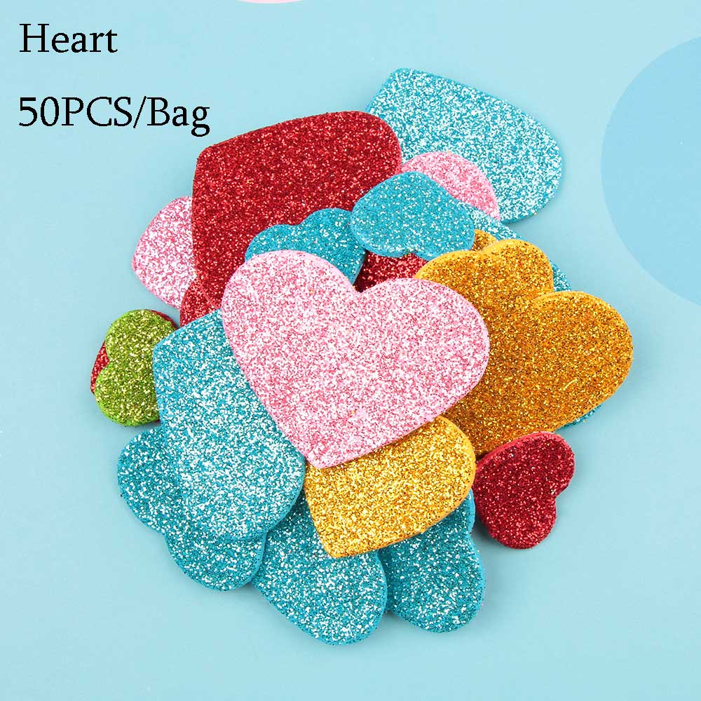 Crafts Heart Shapes Star Party Stickers Foam Glitter Wedding Decoration