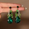 Court Jewelry Emerald Glass Earrings Dinner Party Dress Accessories High Sense Cool Fashion Accessories Women