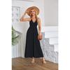 Fashion Sleeveless Party Sexy Dress Women Summer Clothing Backless Solid V-neck Loose Casual Dress Office Lady Elegant Pleated A-line Dresses 1077