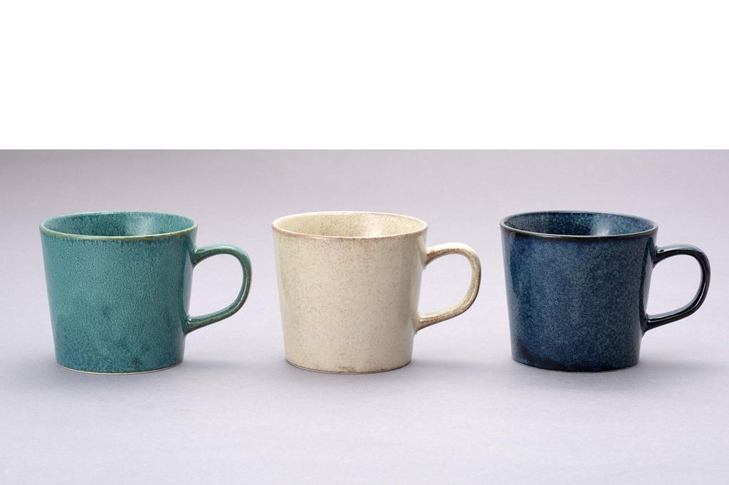 Set of 3 Natural Colored Mug Cups 310ml (White, Navy, Gray) - Each.
