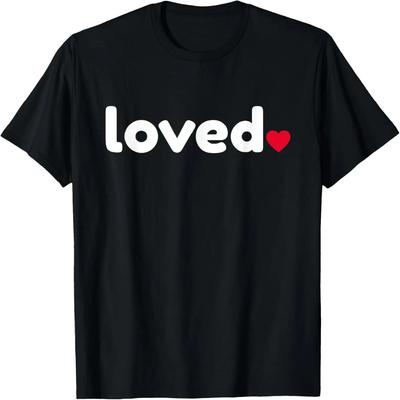 Loved Red Heart Cool Funny Valentines Day Gift for Women Men T-Shirt
