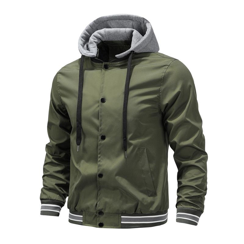 Spring and Autumn New Thin Plus Size Casual Wear Hat Removable Men's Sports Casual Jacket Coat