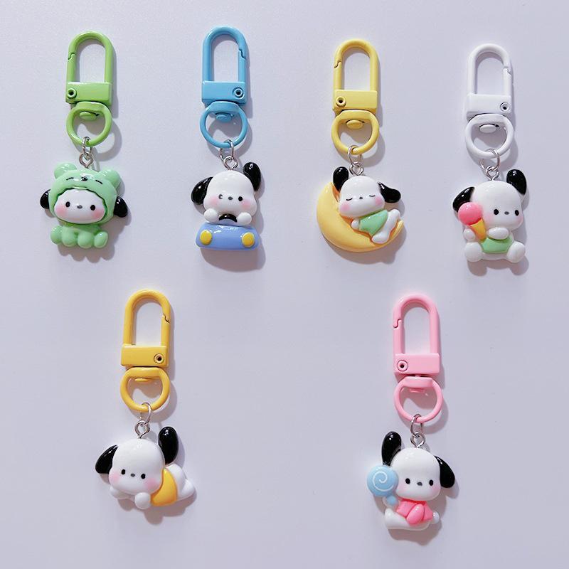 Kawaii Lovely Pochacco Keyring Cartoon Puppy Keychain For Cute Girl School Bag Pendant Backpack Hanging Ornaments Gifts