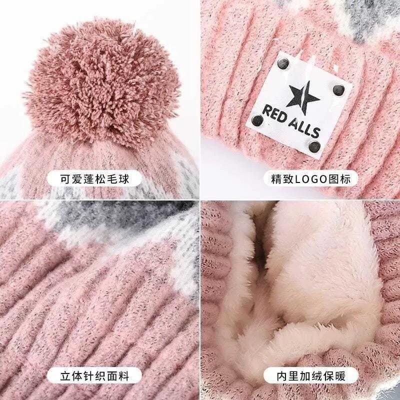 Autumn and winter hat scarf split wool hat cute velvet knitted hat women's cycling neck protection warm confinement hat versatile