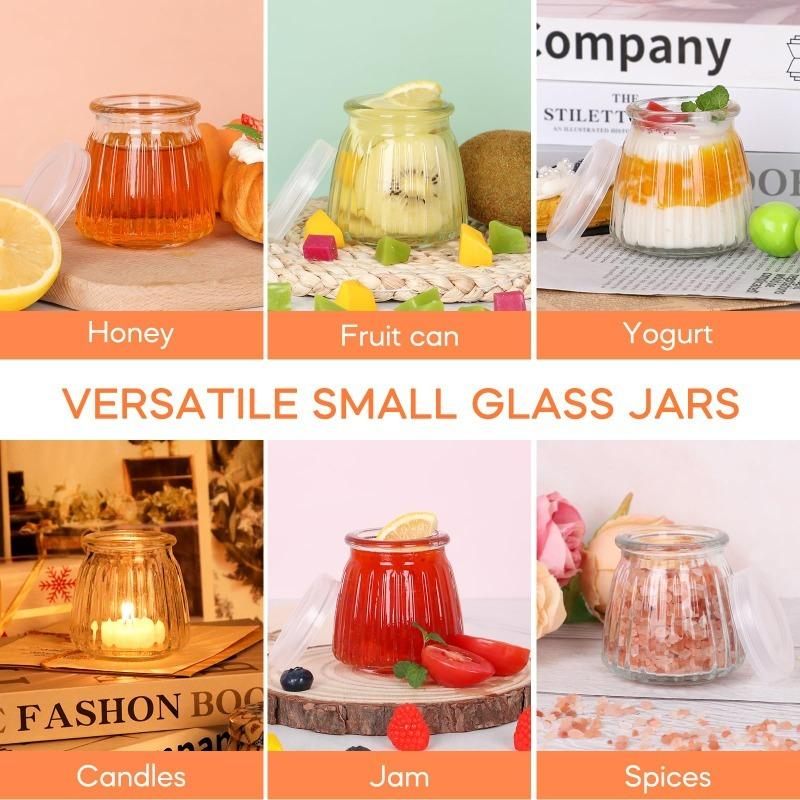 100/150/200ML Pudding Glass Bottle with PE Lids Clear Jars for Yogurt Jam Honey Home Kitchen Baking Accessories Creative Gifts