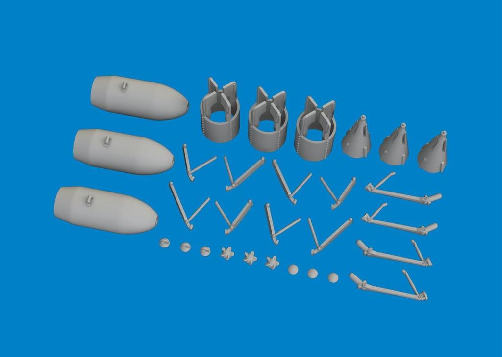 Eduard 1/48 Scale Brassin WWII British 250lb MC Bomb for P-40, Pack of 3 (for Eduard), Plastic Model Parts, EDU6481082 (Airplane)