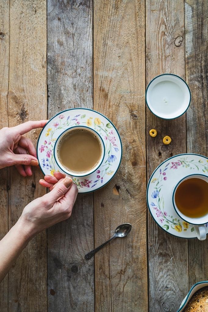 CUP WITH SAUCER FOR COFFEE AND TEA 250 ml CERAMIC MRS. FLOWER