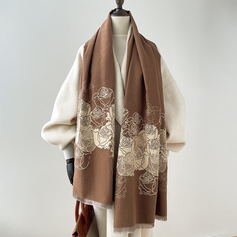 

Новый Роскошный Дизайн Зимние Двусторонние Кашемировые Жаккардовые Шарфы Высокого Качества Женский Утепленный Шарф-Палантин Женский Шерстяной Шарф Пашмина