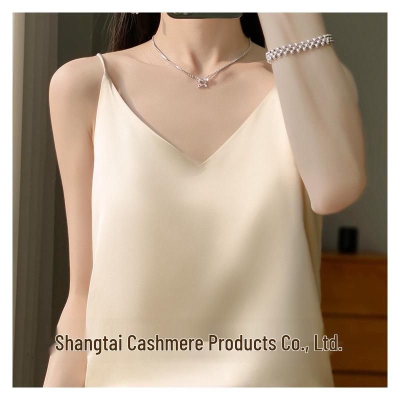 

2025 Summer Women s Satin V-Neck Single Strap Camisole Top XL (60-68 kg)