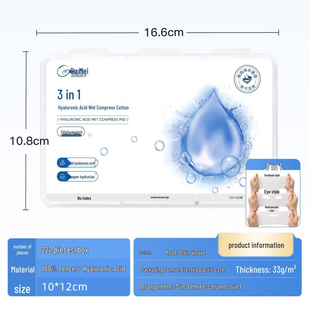 Stretchable Wet Compress Cotton Makeup Remover Pads and Face Mask - 3-in-1