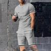 Men's Summer Sport Shorts & Round Neck T-shirt Set, Europe Style