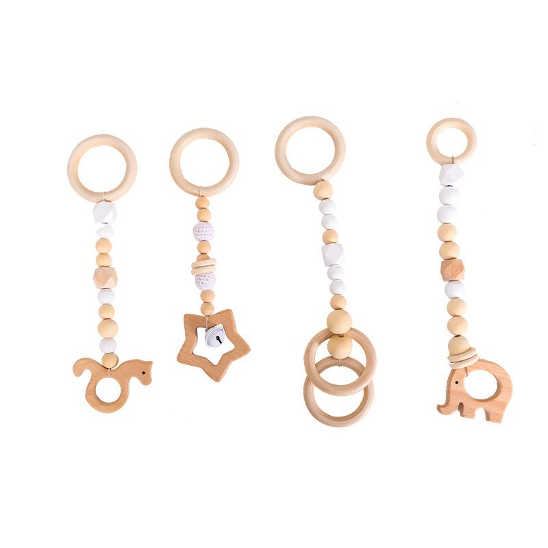 Nordic Wooden Baby Fitness Toy with Bells and Hanging Ornaments