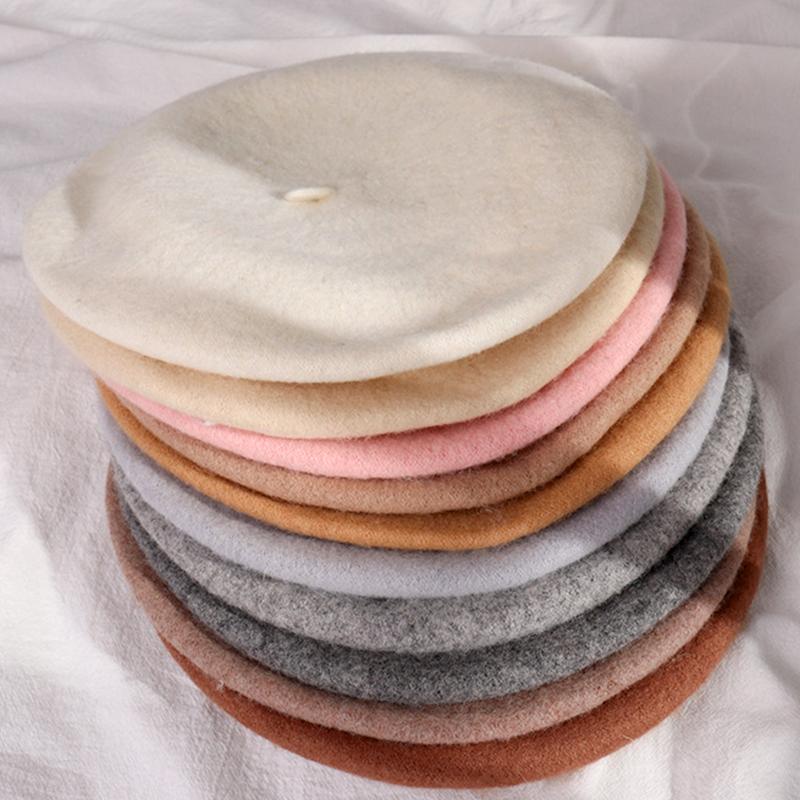 1Pc Wool Beret Soft Hat Ladie's Polyester Fiber Warm Women's Cute Autumn/Winter Vintage Cap