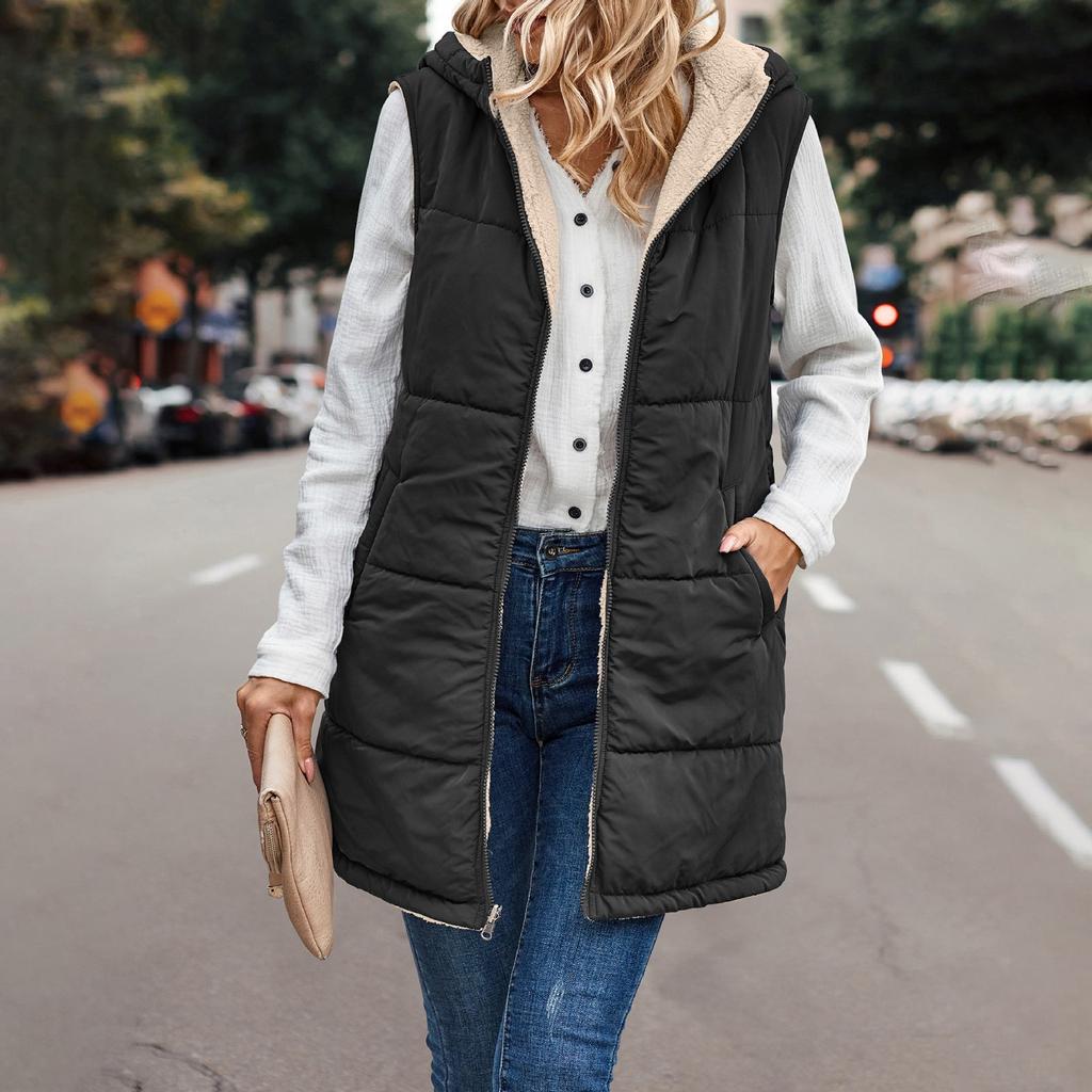 Women's And Winter Casual Fashion Solid Colour Hooded Jacket