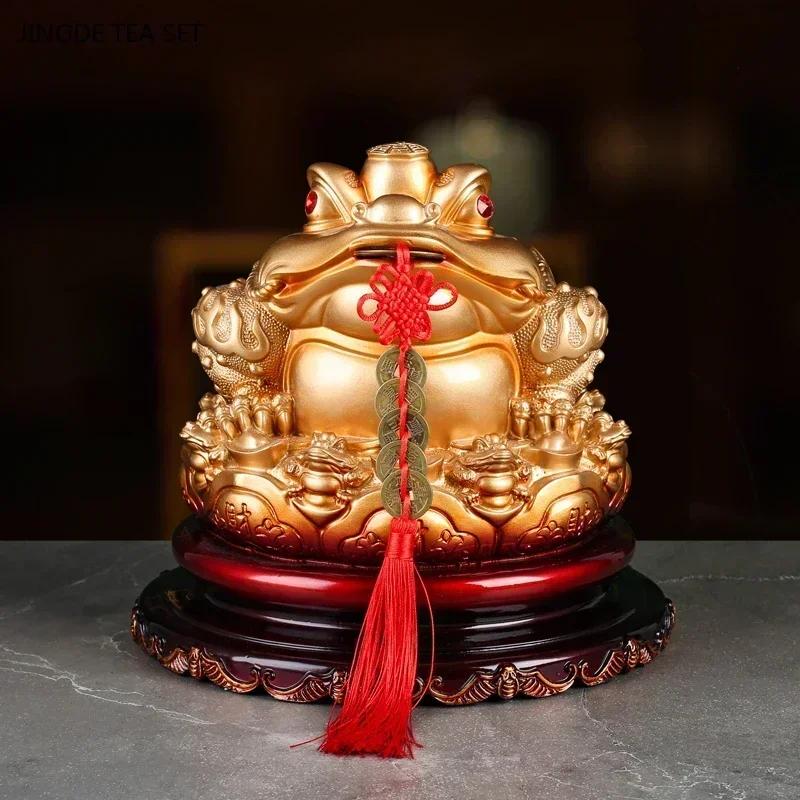 1PCS Resin Lucky Toad Ornament Living Room and Office New Chinese Style Savings Jar Cashier Decorative Crafts Opening Gift