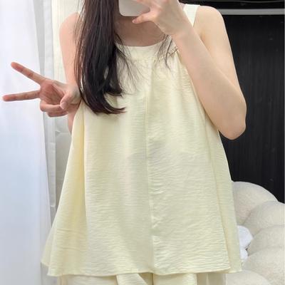 Sexy Nightwear Women Camisole Simple Solid Tops Shorts Ladies Sleepwear Loungewear  Homewear Two-Piece Set