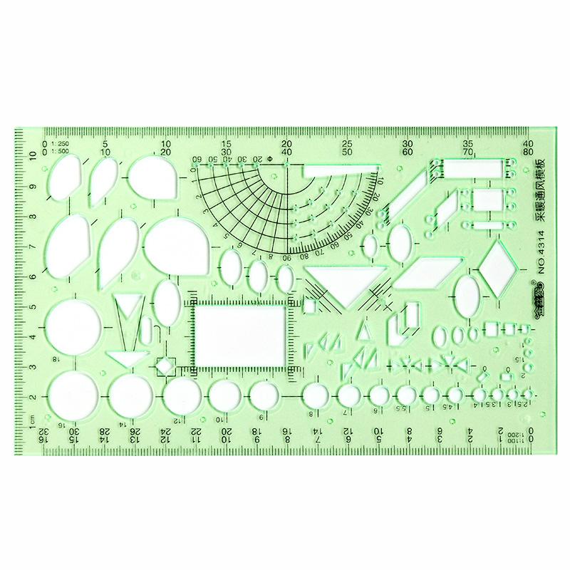 Jinsihou Durable Green Round Oval Geometry Template Ruler for Architectural Drawing and Furniture Design Resin Measuring Ruler
