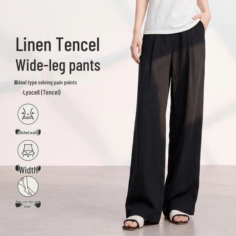 FivePlus Women s Lightweight High-Waist Wide-Leg Pants M