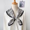 French retro floral small silk scarf women's professional decorative scarf cotton and linen small square scarf dual-purpose shawl outer scarf