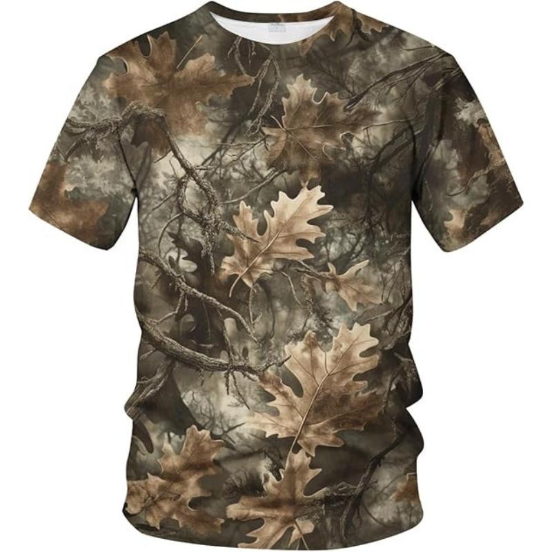 Fashion Men's Crew Neck Short Sleeve 3D Branch Color Printing Tree Branch Short Sleeve Crew Neck T-Shirt