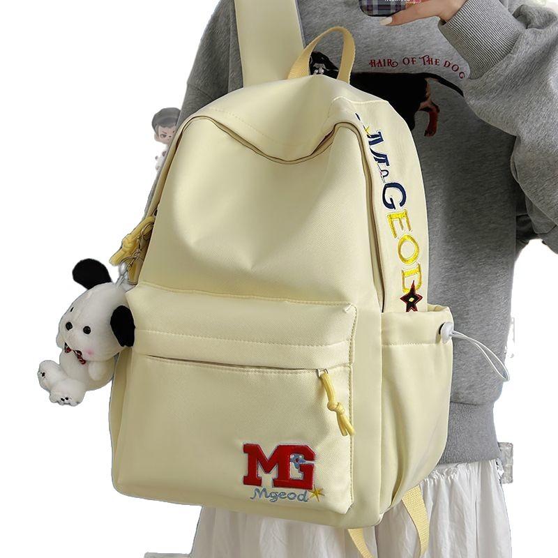 Schoolbag American Retro Letter Embroidered Backpack Junior High School Versatile Large Capacity Lightweight Travel Computer Bag