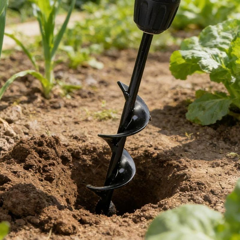 4/5cm Garden Auger Spiral Drill Bit Spiral Hole Digger Ground Drill Earth Accessories Seed Planting Flower Planter Planting Tool