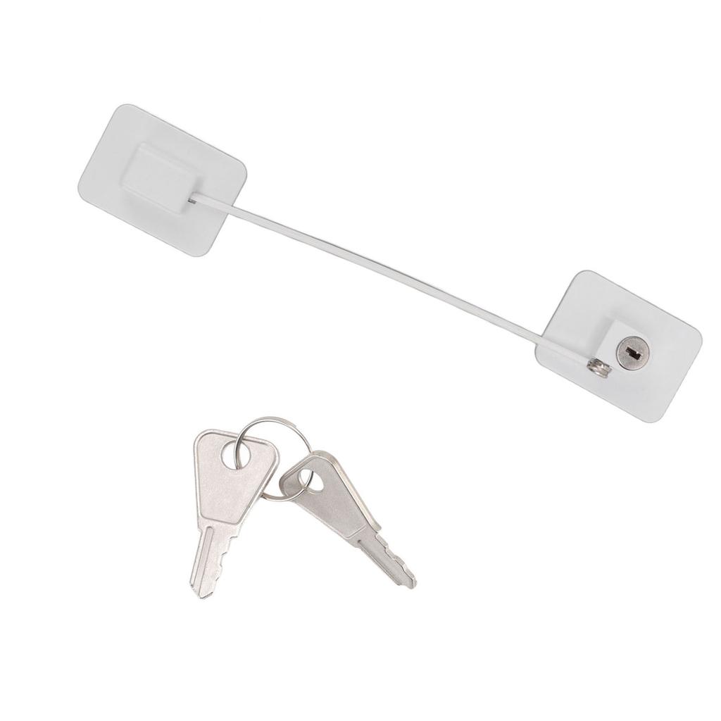 Refrigerator Lock White Childproof Freezer Lock Child Safety Cabinet Drawer Lock with 2 Keys