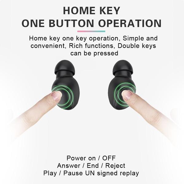 Intelligent noise reduction HIFI sound quality Bluetooth wireless stereo sports headphone microphone with charging case, suitable for smartphones