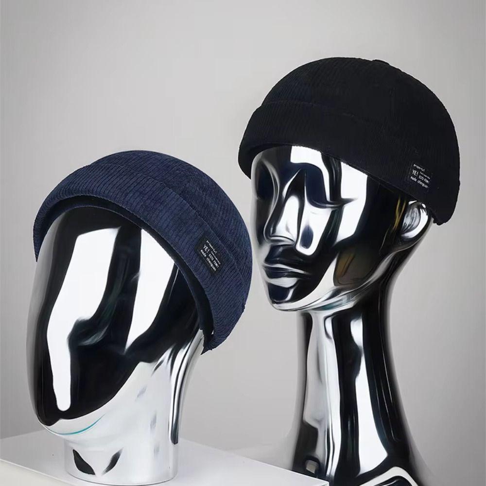 Adjustable Brimless Hat Corduroy Hip Hop Hat Fashion Landlord Hat  Men Women