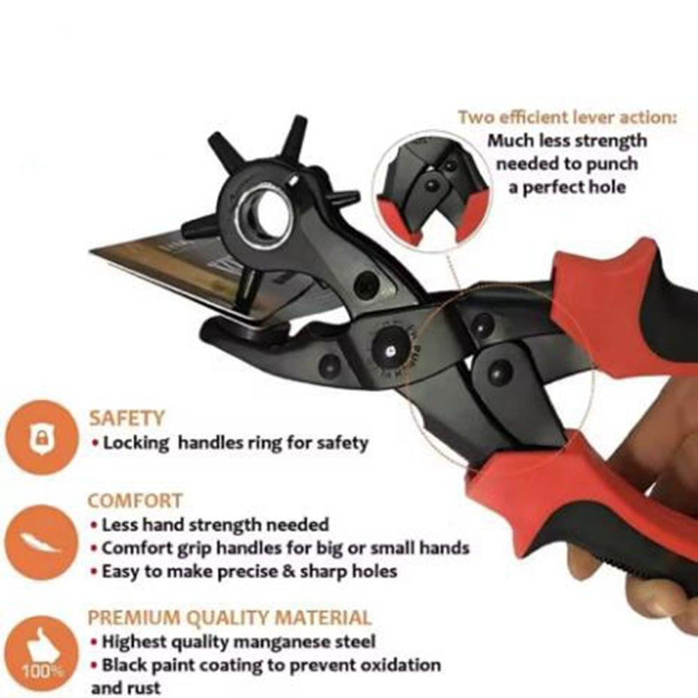 Steel Hole Punch Pliers Revolving Eyelet Piercer Multifunctional Belt Puncher Punch Hole Tool