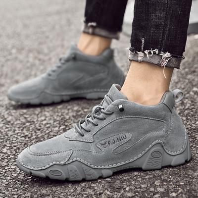 Men's Leather Winter Warm Fleece-Lined Cotton Shoes Casual Thickening Snow Ankle Boots High-Top Shoes