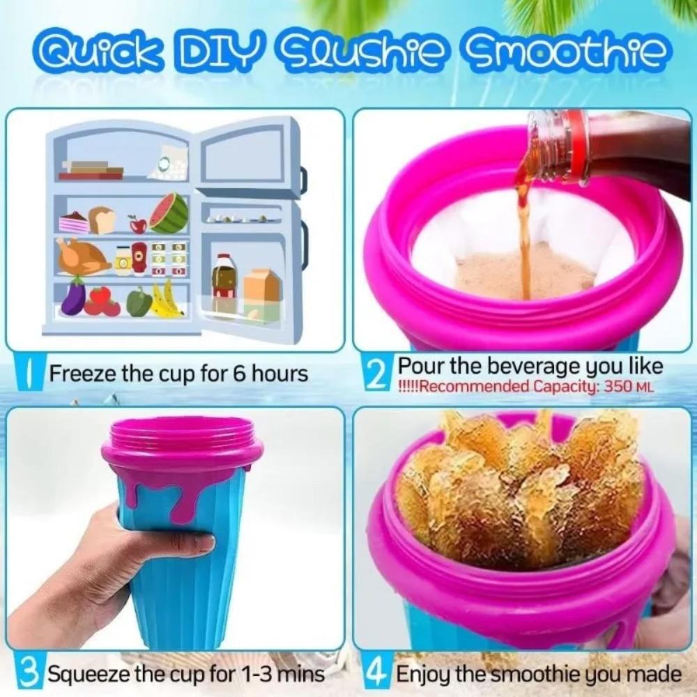 Ice Cream Shape Slushy Cup with Straw Spoon Smoothies Making Cup Homemade Squeeze Cup  Kids