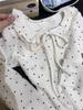 Korean Sweet & Spicy Polka Dot Lace Trim Long Sleeve Women's Winter T-shirt