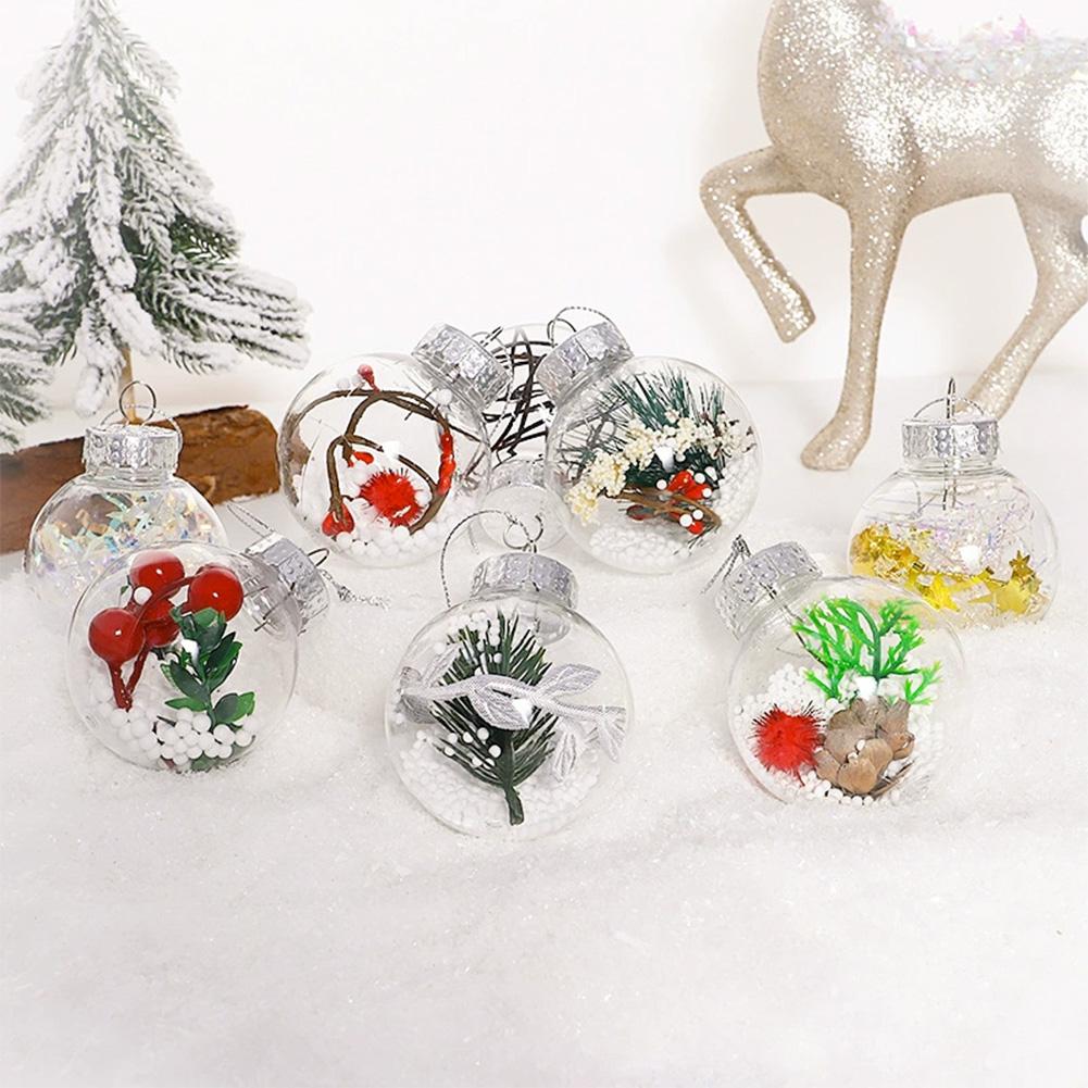 12Pcs/box Christmas Tree Balls Ornament 6CM Transparent Hanging Bauble Pendant 2025 Christmas New Year Party Home Decoration