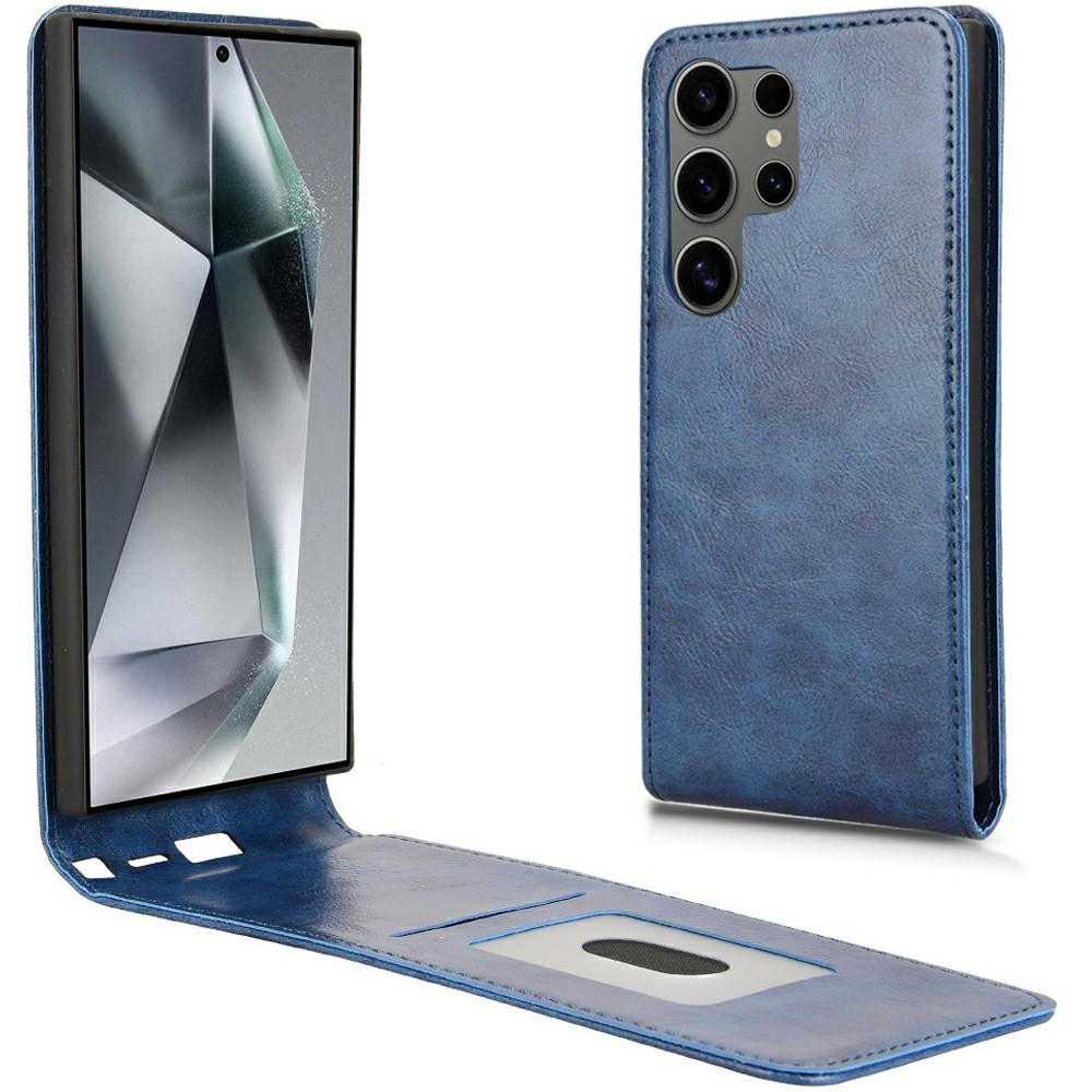 

Для Samsung Galaxy S24 Ultra Чехол с отделением для карт Магнитный вертикальный откидной кожаный чехол для телефона Dark Blue