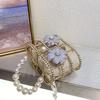Design Bags Rhinestones Heavy Industry Metal Flowers Cage Fashion Trend Dinner Messenger Bag