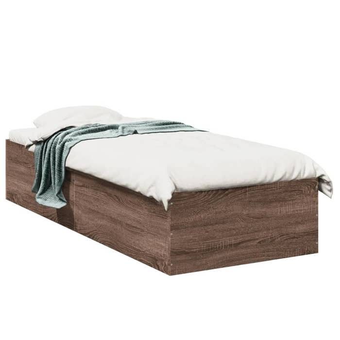 VidaXL Cadre de lit chêne marron 100x200 cm bois d'ingénierie, meuble de chambre à coucher, sommier, lit à panneaux, lit, 3281055