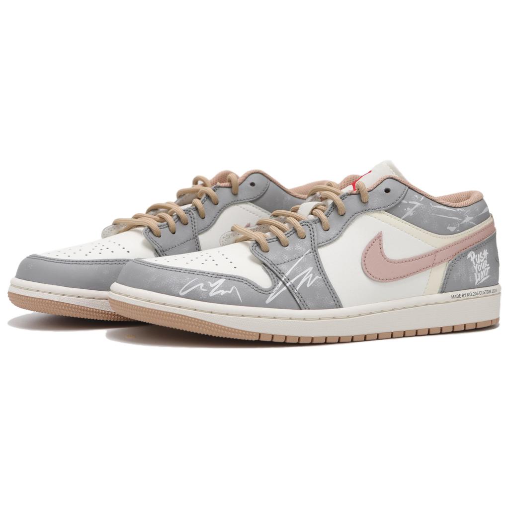 Jordan Air Jordan 1 Low top Vintage Basketball Shoes Men's Gray Pink 553558-169(Teamfour- )