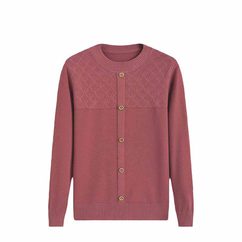 

Embroidered Round-Neck Knit Cardigan for Middle-Aged & Elderly Women - Spring/Autumn Style One Size (Suitable for 90-140 Jin)