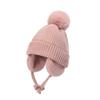 Winter Baby Knitted Hat With Earflaps Solid Color Pompon Beanie Cap Kids Boy Girl Thick Warm Plush Ear Protection Caps