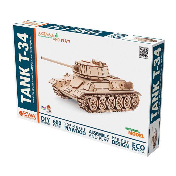 Eco-Wood-Art Modellbausatz 600 Teile T-34 Panzer Holz