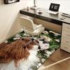 1 Stück Hund,Blumen,Gartenbüro Teppich Weich Polyester Eingangsteppich Waschbar Rutschfest Maschinenwaschbar
